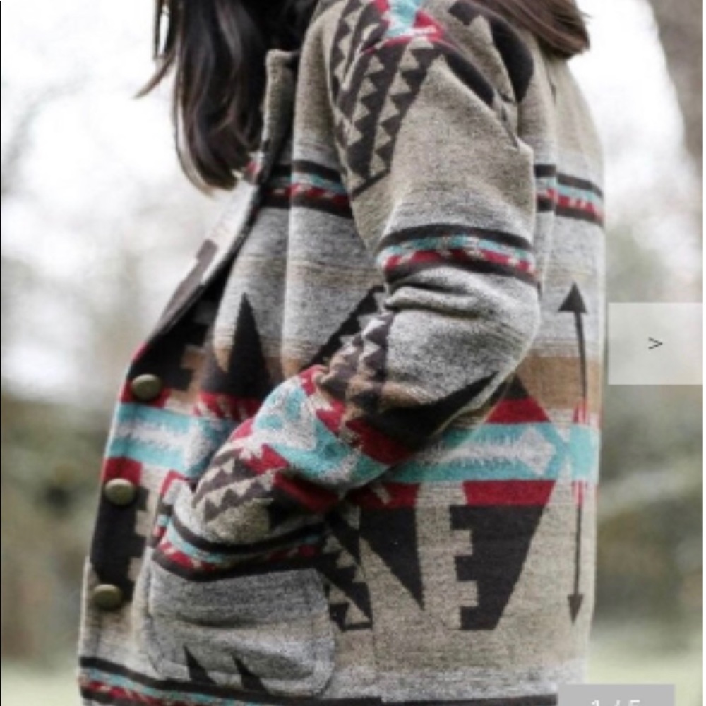 Western/Navajo/Aztec/tribal/boho style pea coat